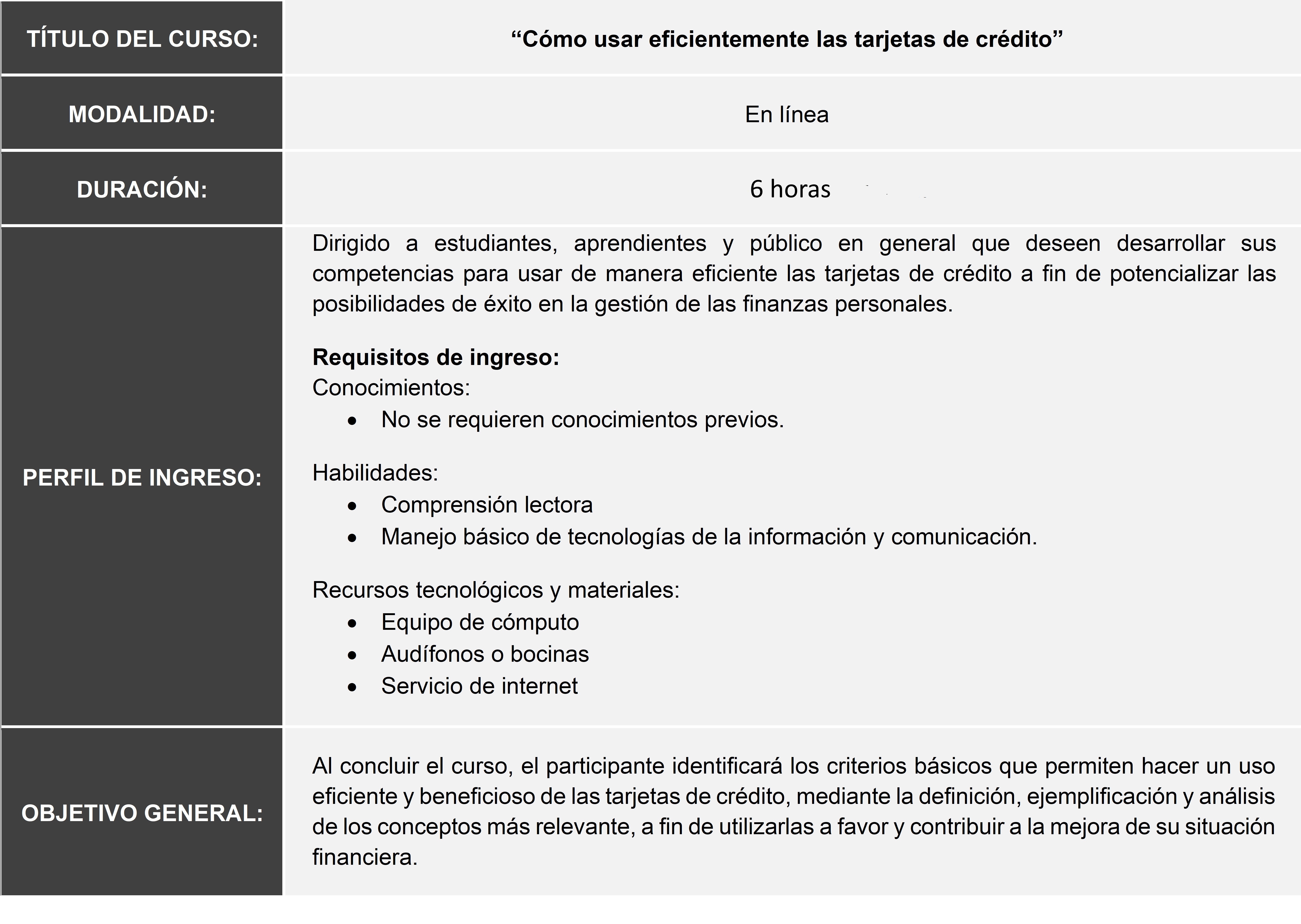Información general del curso